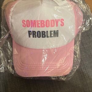 Source Unknown Pink and White Trucker Hat